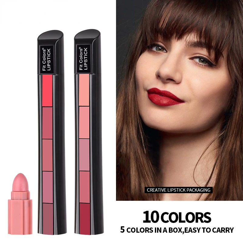 

5 In 1 Matte Lipstick 5-color Waterproof Nude Lipgloss Long Lasting Velvet Red Lip Stick Women Makeup Sexy Lip Tint Cosmetics