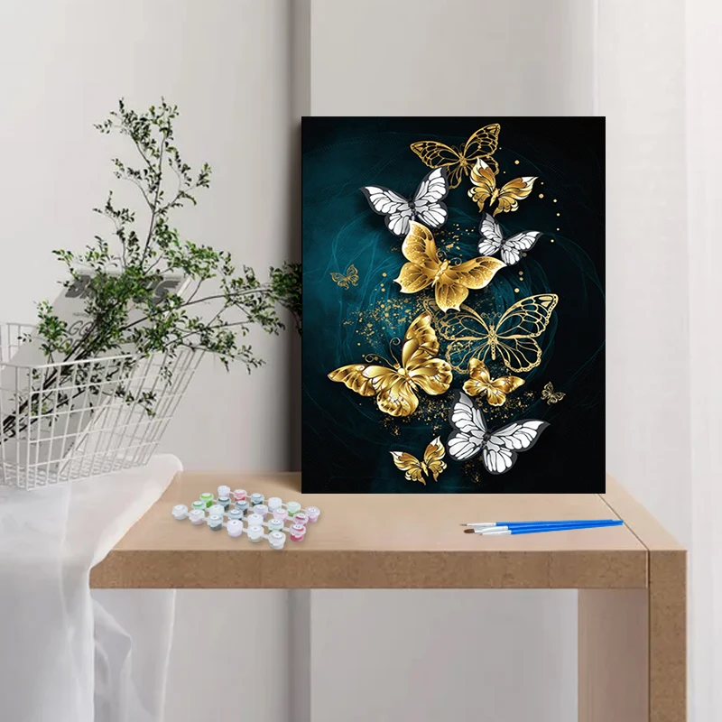 CHENISTORY Раскраска по номерам Бабочка для взрослых DIY рамка картина Красочные