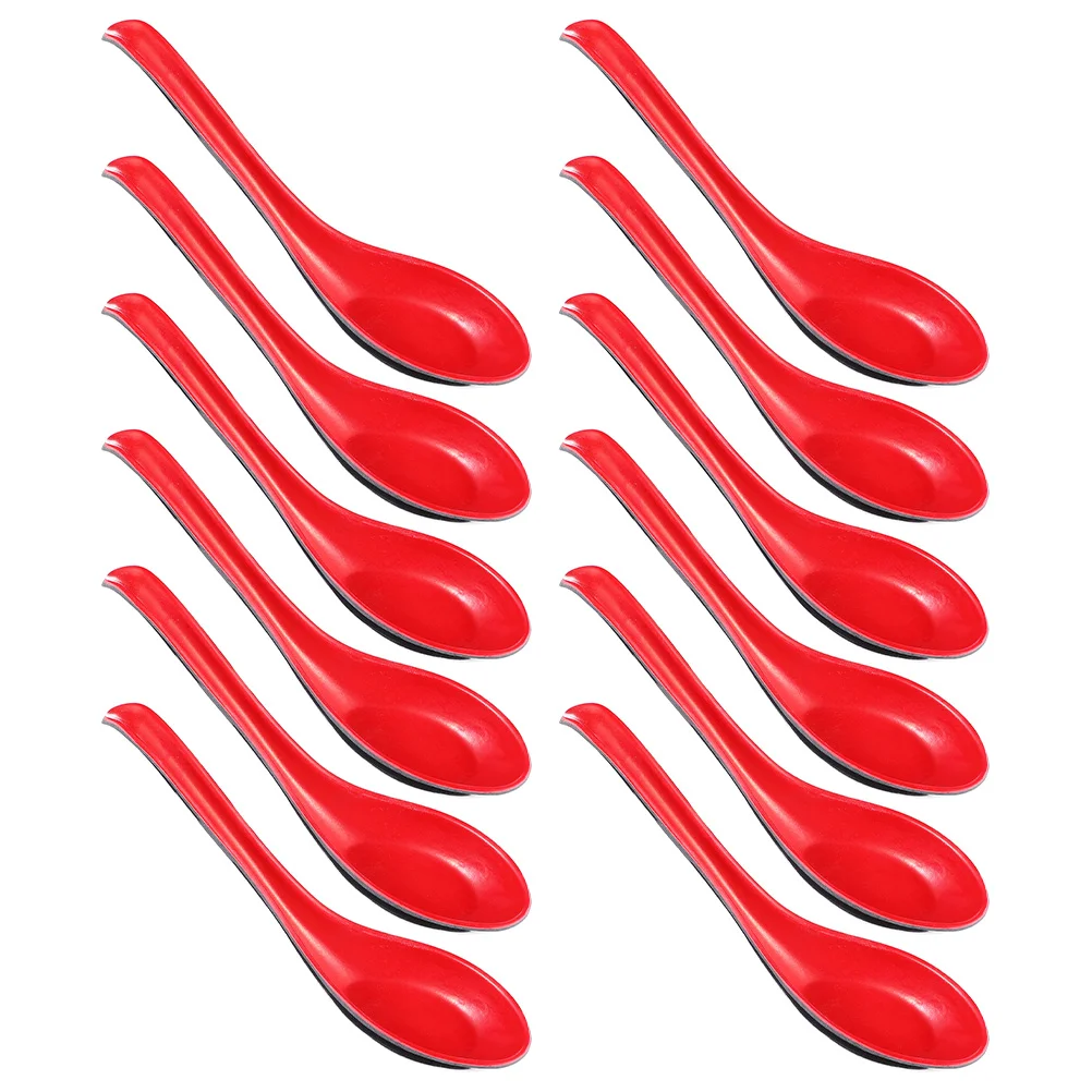 

12 Pcs Imitation Porcelain Colored Spoons Appetizer Melamine Soup Porridge Kitchen Utensils Japanese Style Ladle