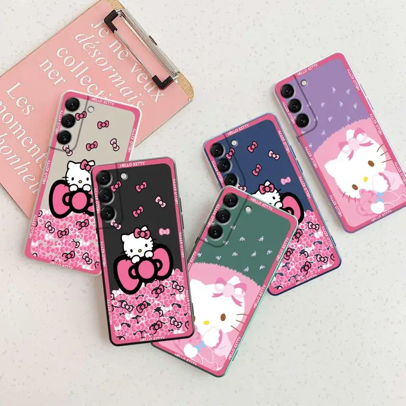 

Pink Bow Hello Kitty For Samsung S21 Plus S22 Ultra 5G S20 FE S9 S7 S8 S10 Lite Note 20 10 S10e S20FE Note20 Note10 Phone Cases