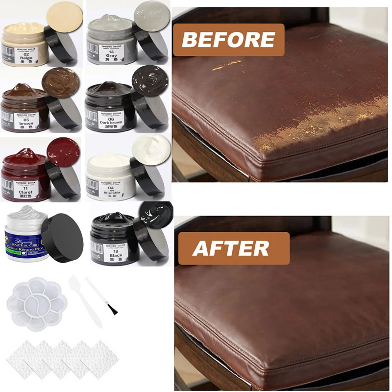 

Leather Repair Gel Sofa Car Seat Leather Supplement Refurbish Cream Repair Paste Overcoat Shoes Repair Kit Scratches Cracks 50g