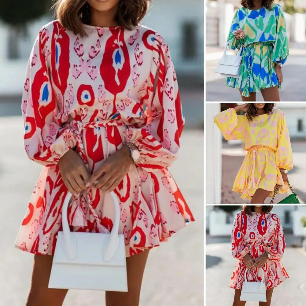 

No Odor Great Print Pleated Loose Dress Casual Women Apparel Beautiful Loose Dress Super Soft for Female
