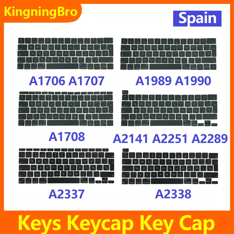 

New A1706 A1707 A1708 A1990 A2141 A2251 A2337 A2338 Keyboard Keys Keycaps For Macbook Pro Retina 13" 15" 16" Keycap Spain Layout