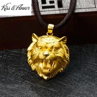 kissflower nk313 fine jewelry wholesale fashion new hot woman man party birthday wedding gift tiger 24kt gold pendant necklace