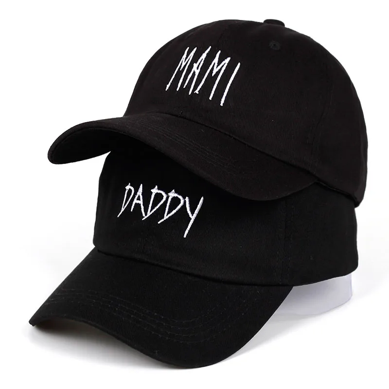 Nova letra papai mami bordado boné de beisebol algodão macio preto pai/mãe casal chapéu ajustável casual hip hop chapéu de sol streetwear