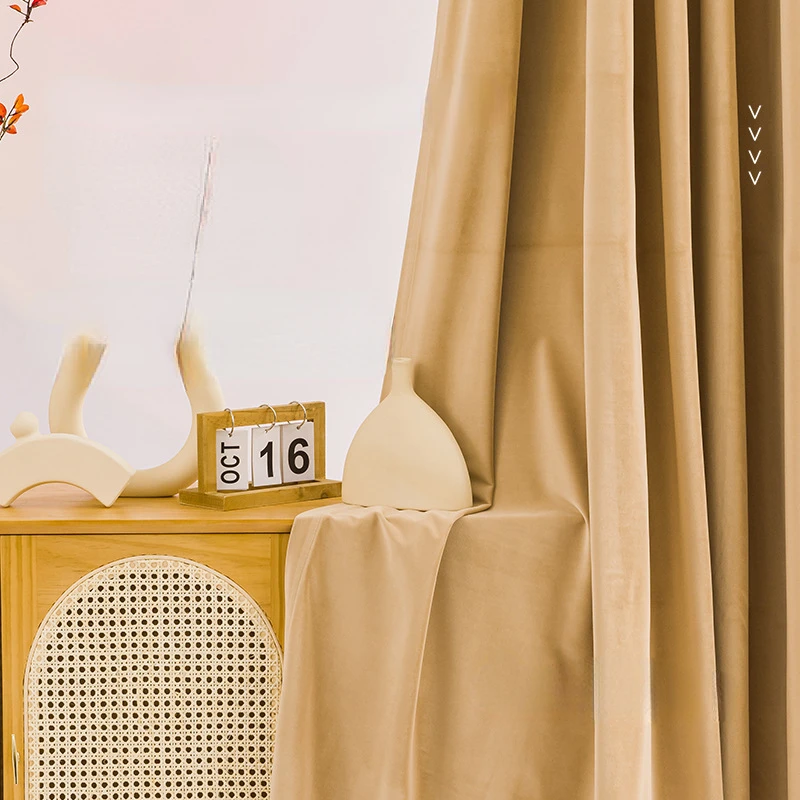 

Australian Wool Velvet Blackout Curtain Finished Luxury Modern Minimalist Living Room Bedroom Solid Color French Velvet