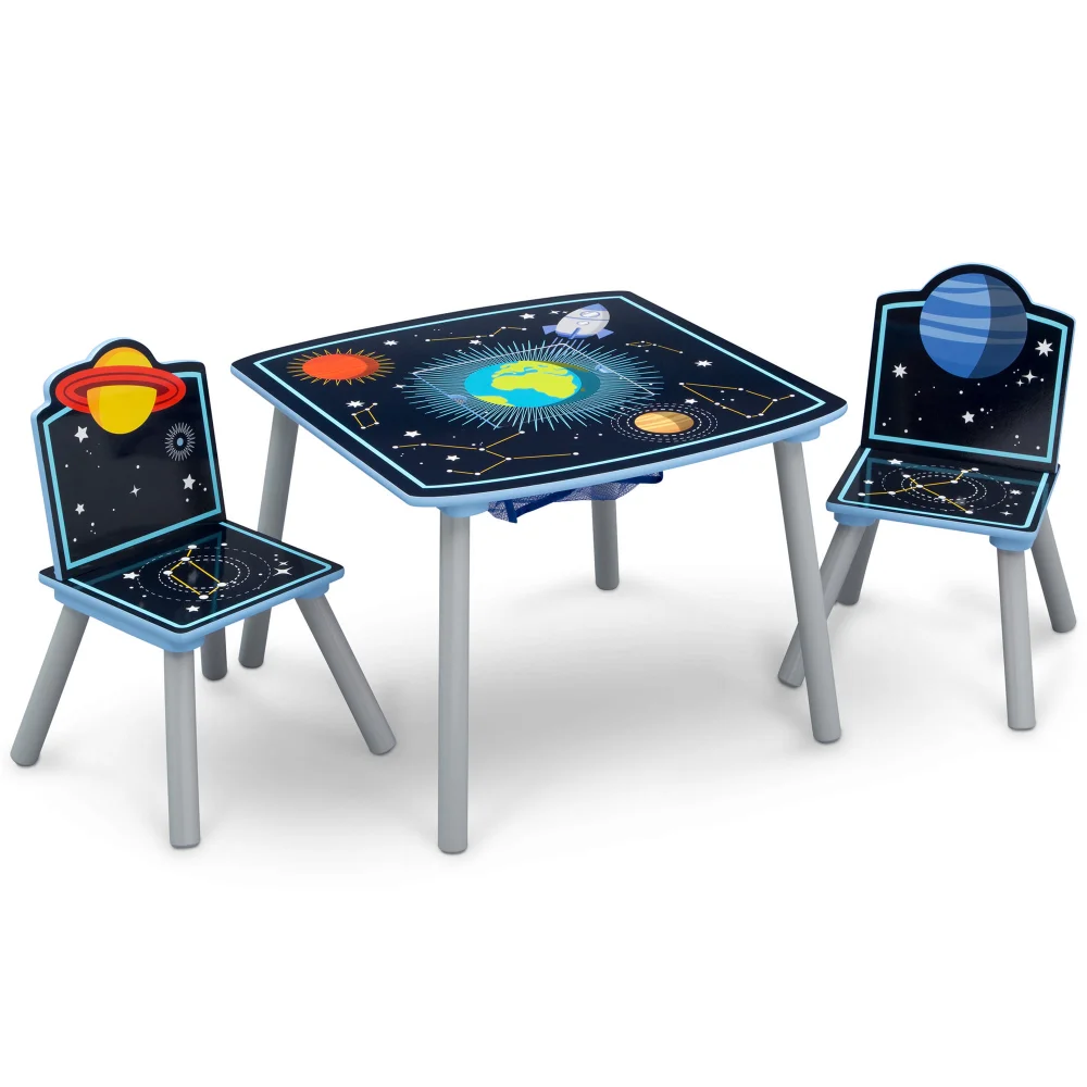 

Children Space Adventures Kids Wood Table and Chair Set with Storage