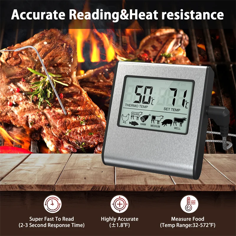 

Digital Barbecue Meat Thermometer For Oven Thermomet With Timer Meat Probe Cooking Kitchen Thermometer For Meat