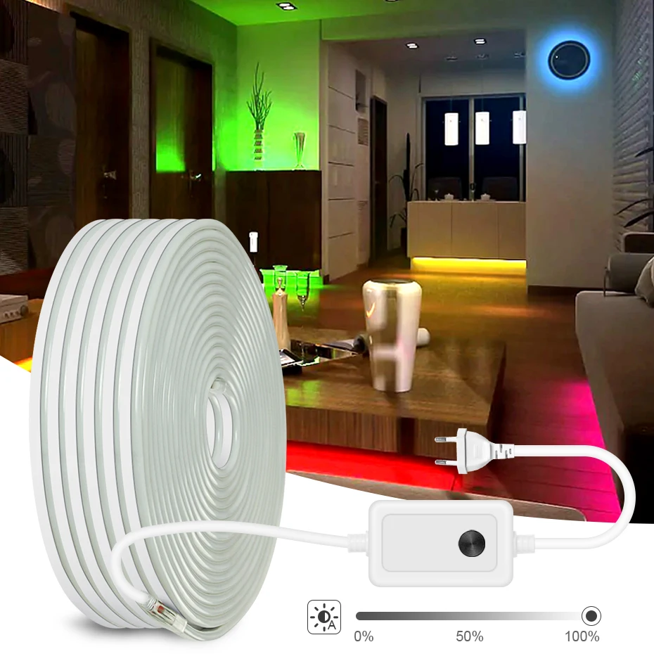 

LED Neon Light Strip AC 220V Dimmable Led Ribbon SMD 2835 120LEDs/M IP67 Waterproof Flexible Tape Strip For Home Decoration