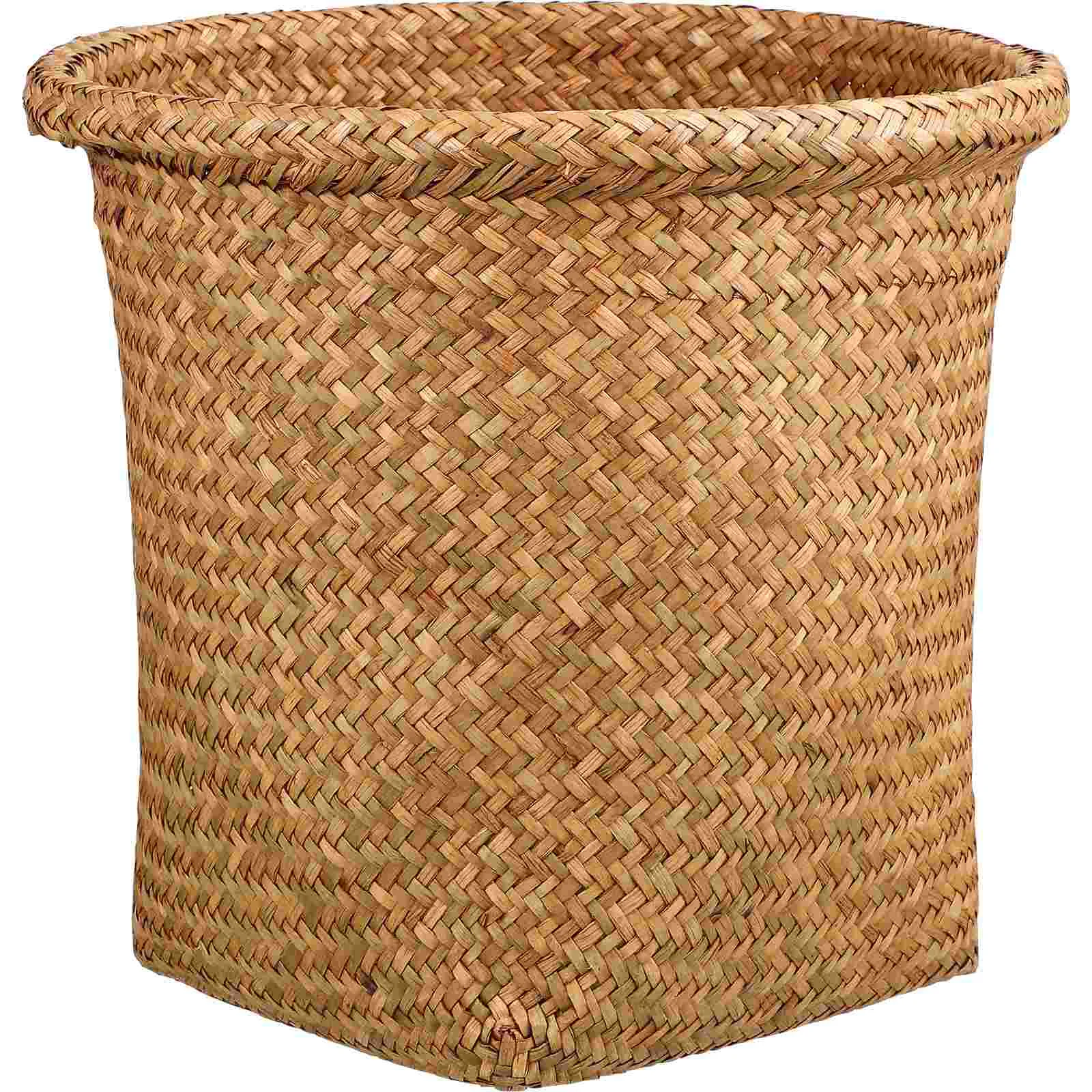 

Round Trash Can Woven Cans Wicker Waste Basket Household Laundry Hampers Baskets Home Rattan Storage