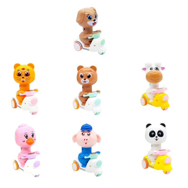 

5’’ Baby Winding Toy Press Toy Animal Model for Toddler Boy Girl Plastic Friction Pull Back Inertia Car for Infant 1/2/3