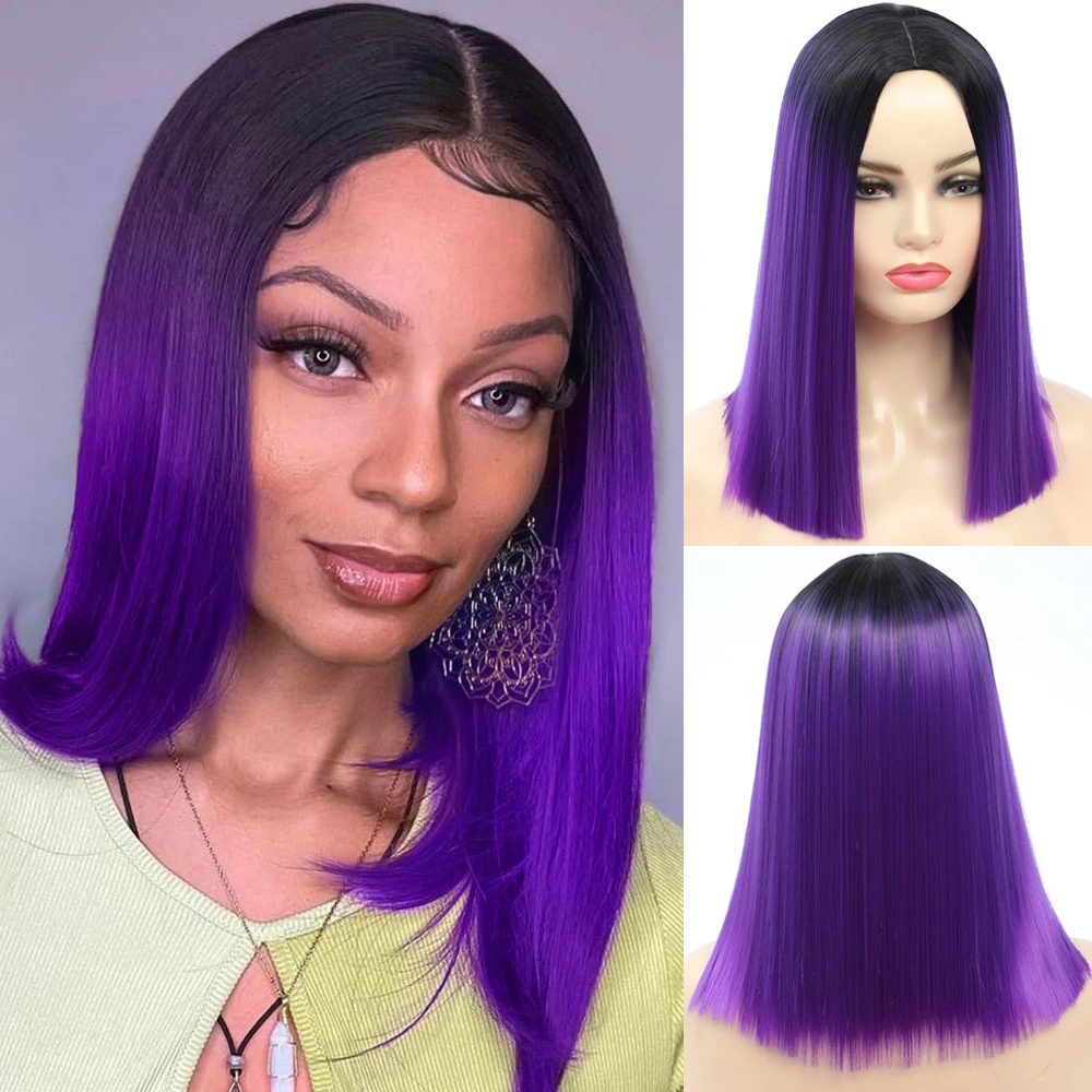Прямые фиолетовые парики Riversa для женщин и девушек с эффектом омбре женский
