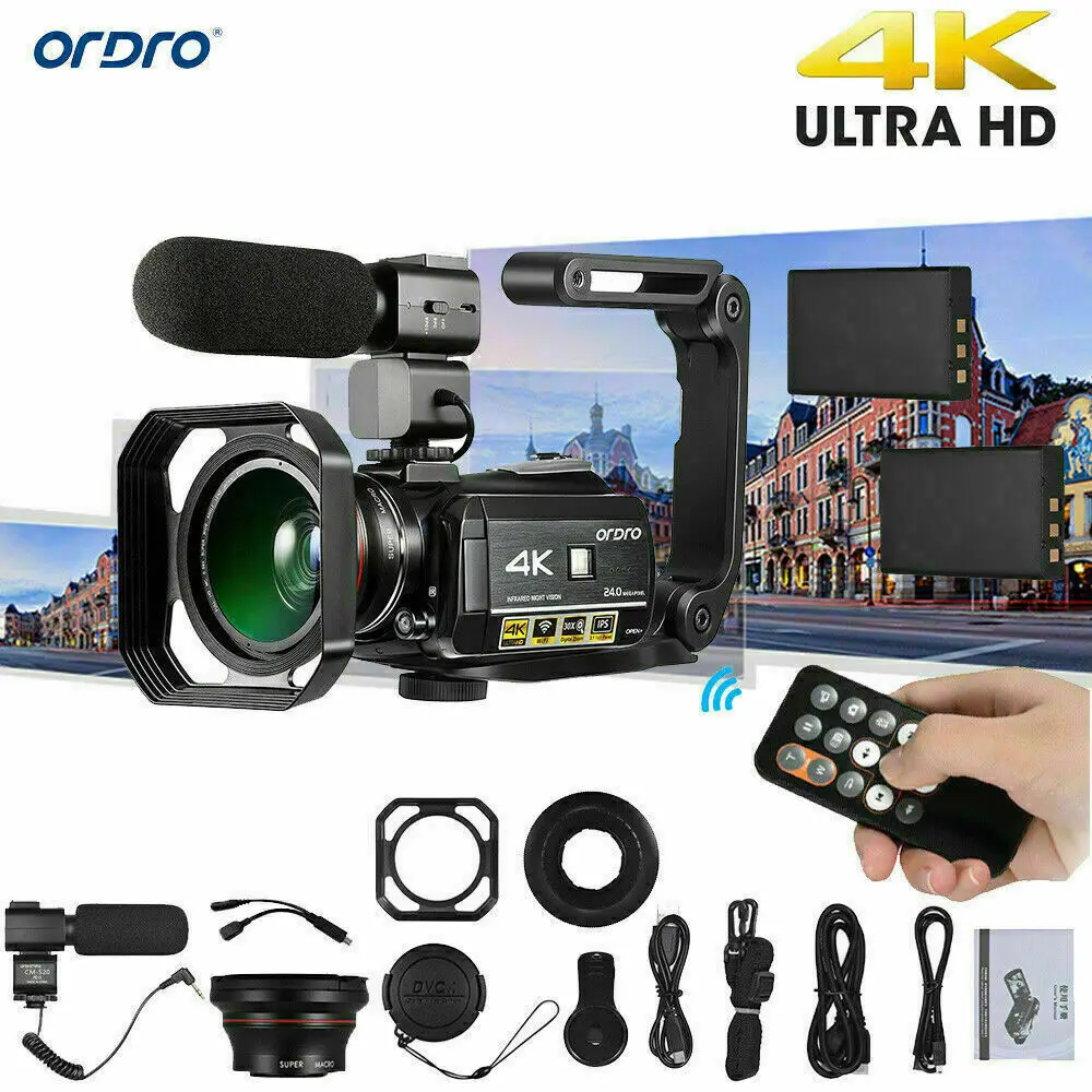 

Video Camera 4K Camcorder Professional Ordro AC3 30X Digital Zoom IR Night Vision Vlogging Camera Filmadora for YouTube Blogger
