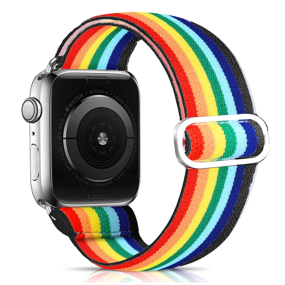 

Ремешок Solo Loop для Apple watch band, эластичный богемный браслет для iWatch series 3 4 5 SE 6 7, 45 мм 41 мм 40 мм 38 мм 44 мм 42 мм