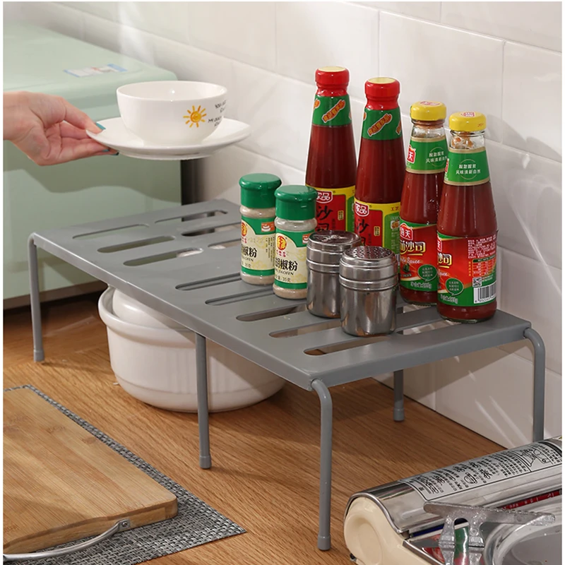 kitchen retractable plastic storage rack floor seasoning tableware storage rack space saving cabinet layered organizer shelves free global shipping