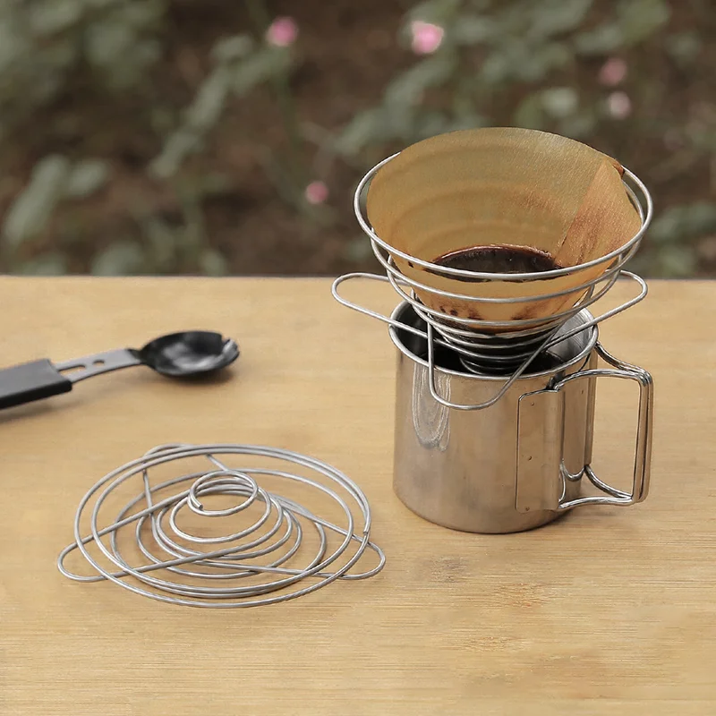 

Туристическая Складная кофейная чашка с фильтром, портативная капельница из нержавеющей стали для приготовления эспрессо, путешествий, отдыха на открытом воздухе