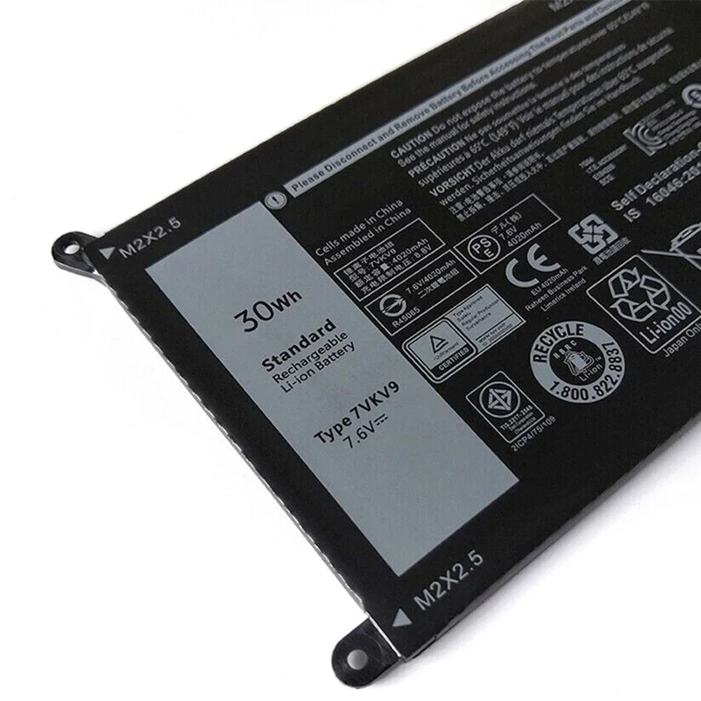 Оригинальный аккумулятор для ноутбука 7VKV9 7 6 В 30 Втч Dell XPS 12 9250 Latitude 7275 9TV5X