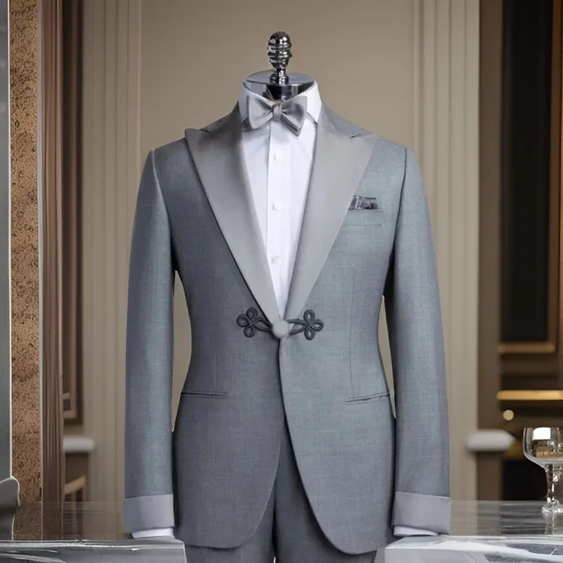 Формальные костюмы для мужчин комплект из 2 предметов приталенный костюм жениха