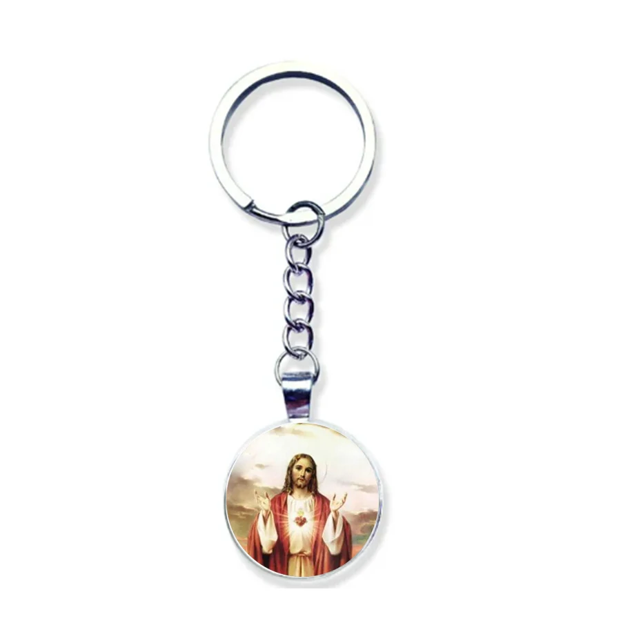 Стеклянный брелок для ключей с изображением Богородицы Иисуса аксессуары Европы