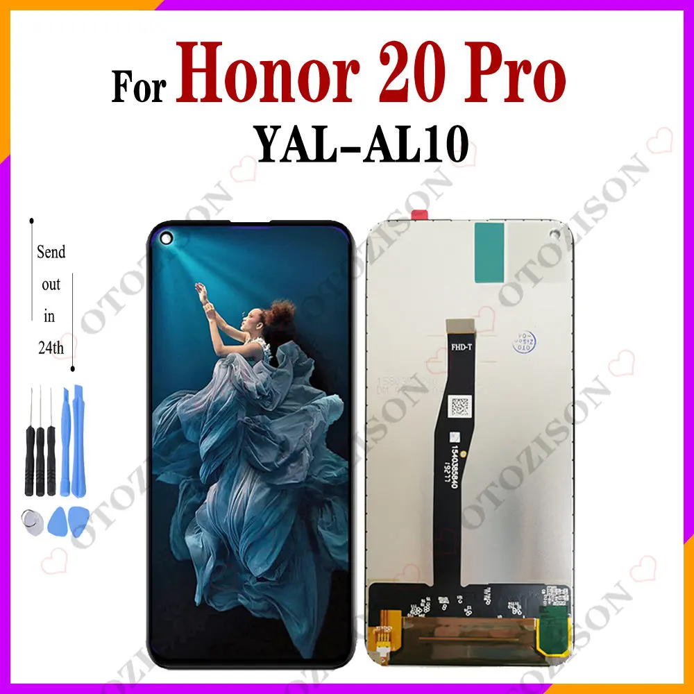 6,26 дюйма YAL-AL10, ЖК-дисплей для Huawei Honor 20 Pro, дисплей с сенсорной панелью, дигитайзер в сборе, замена для Honor20pro LCD