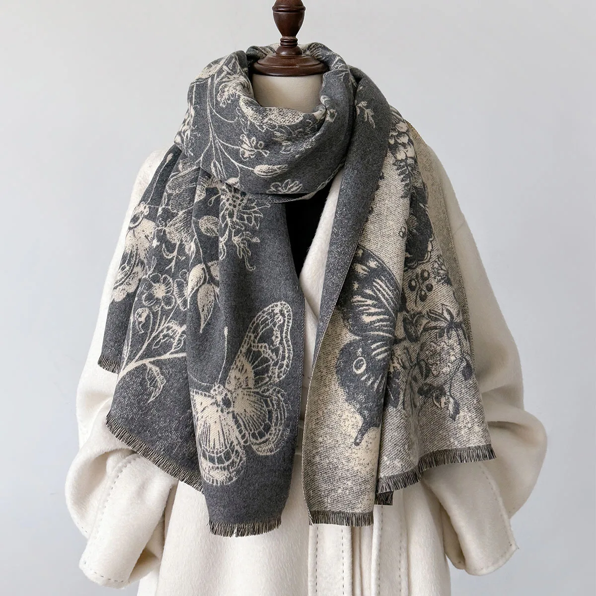 Теплая шаль женский шарф роскошное кашемировое зимнее одеяло повседневное