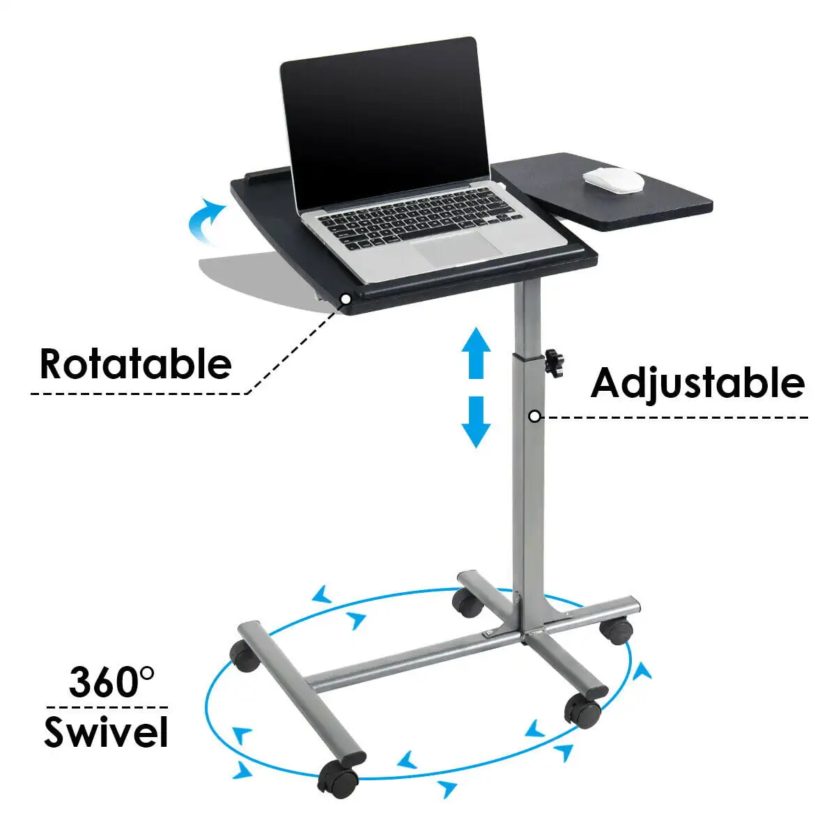 

Adjustable Angle & Height Rolling Laptop Notebook Desk Stand Over Sofa Bed Table