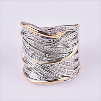 multi layer winding zircon rings for men women luxury wedding band gold two tone crystal finger bague femme z4p371