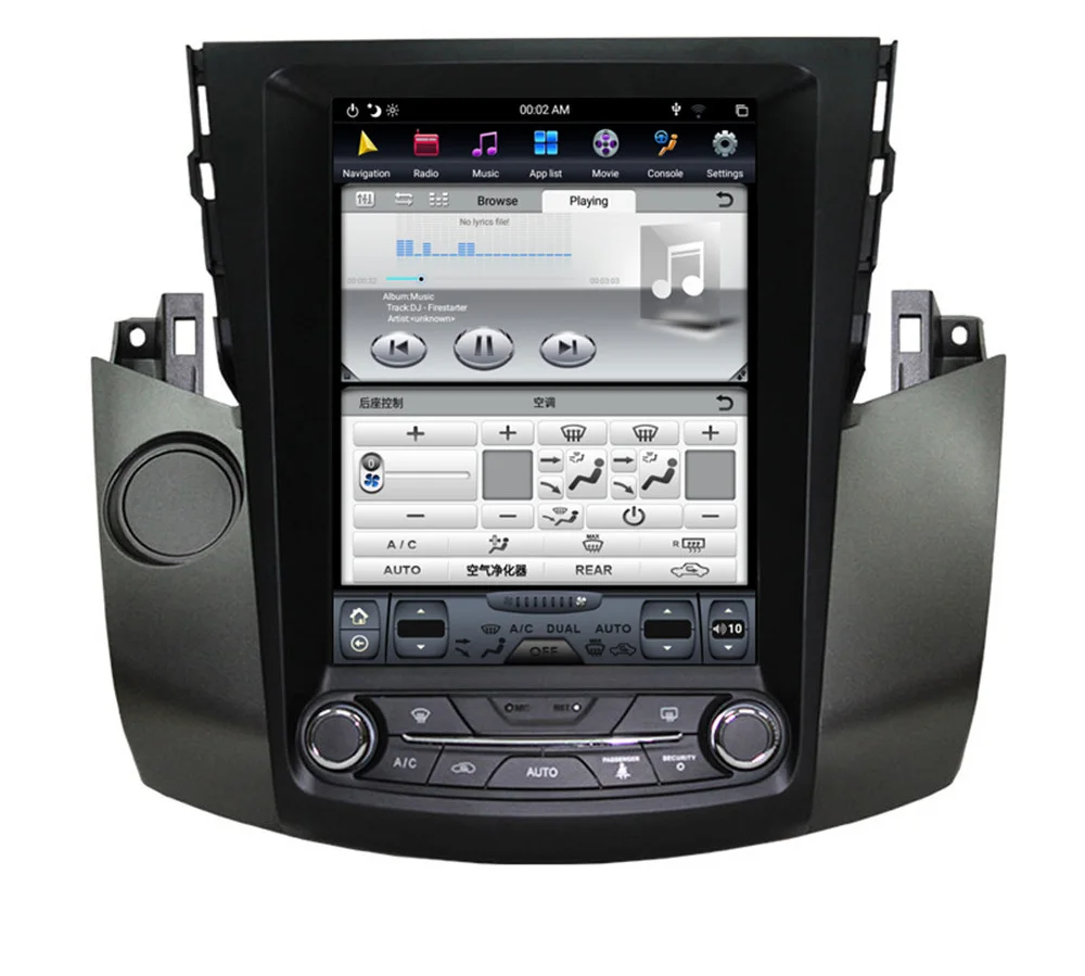 

10.4" tesla style vertical screen android 9.0 Six core Car video radio Navigation for Toyota RAV4 2006-2012 automatic A/C
