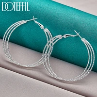doteffil 925 sterling silver round three circle 50mm hoop earrings for woman wedding engagement party fashion charm jewelry