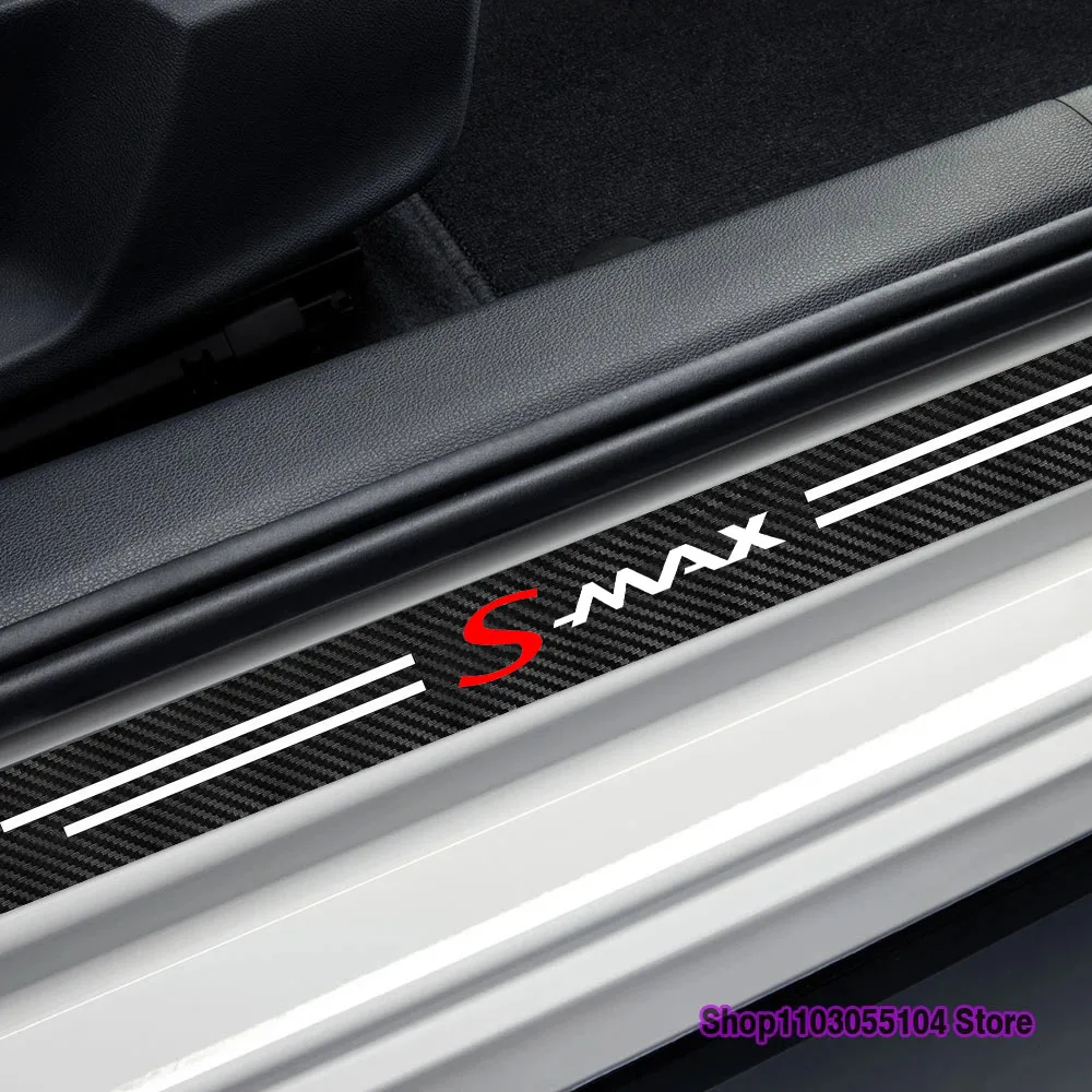 Фото 4 шт. наклеек на пороги автомобиля из углеродного волокна для Ford BMAX B-MAX CMAX C-MAX SMAX S-MAX MK1 MK2 MK3 №4