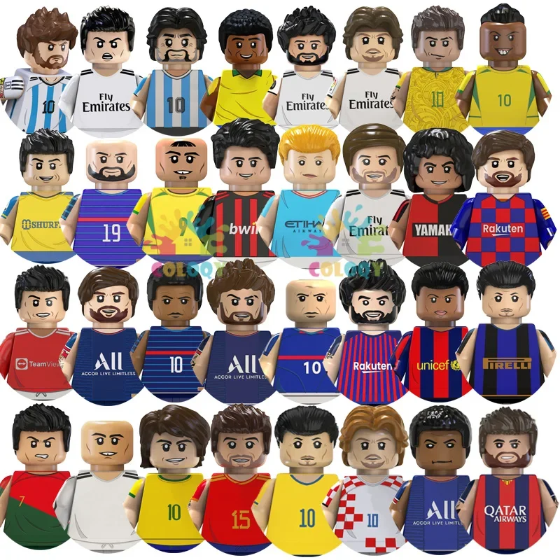 Kids Toys Football Stars Building Blocks Sport Player Mr Ball King Mini Action Figures For Boys Christmas Gifts