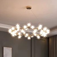 2021 modern creative led glass bubble chandelier lighting for luxury living dining room luminaire glass ball pendant lamp