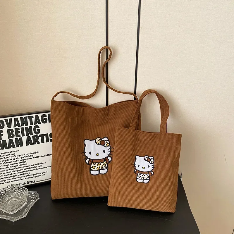 elska damska torba na ramię Kitty sztruksowa dla nastolatki Bolsa śliczna studencka ulica koreańskie torby kurierskie Harajuku