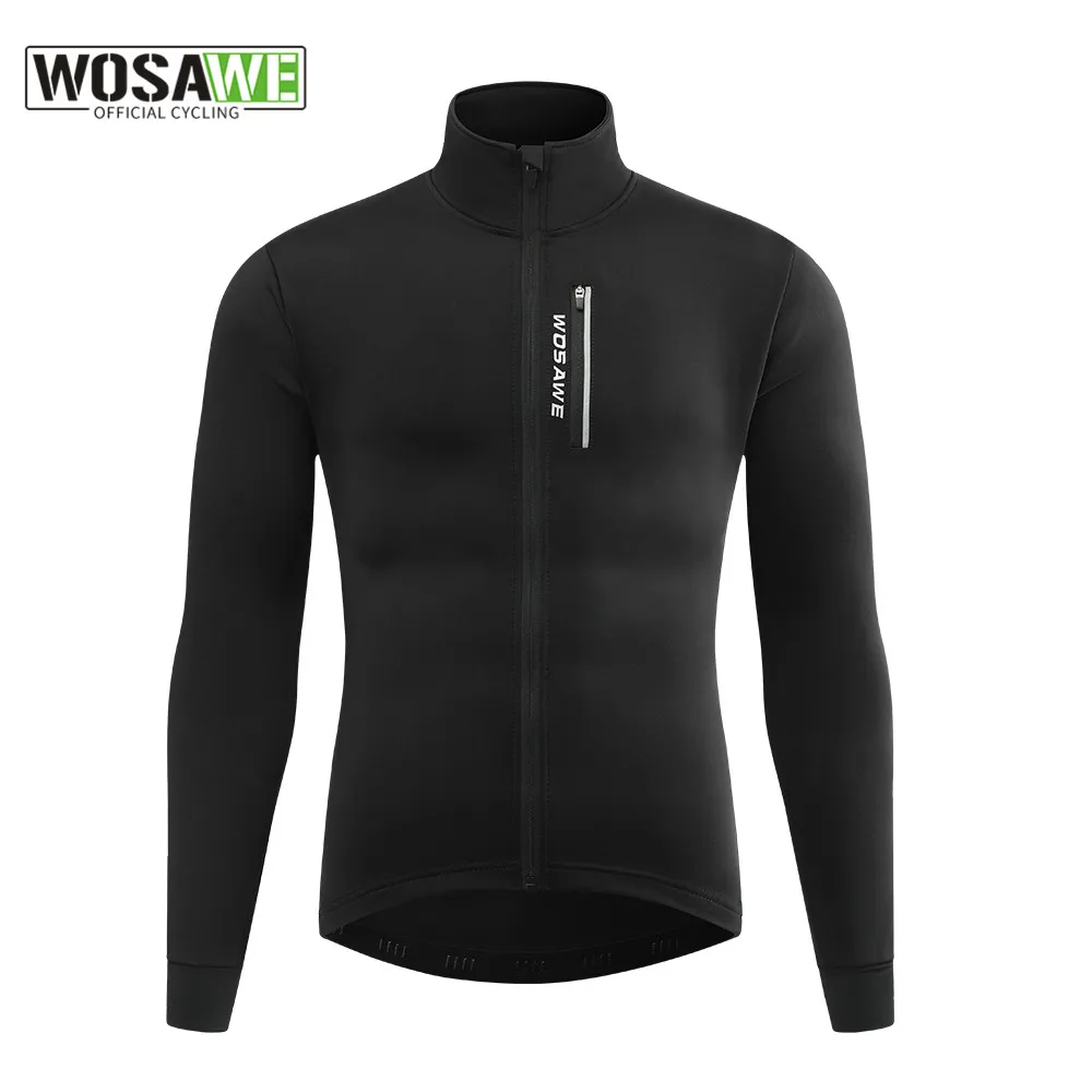 

WOSAWE Cycling Bike Jackets Man Winter Thermal Running Jacket Windproof Reflective Softshell Windbreaker Bicycle Clothing