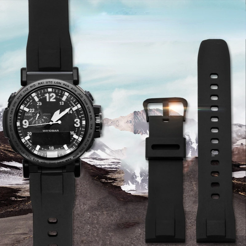 

Silicone Watch Strap for Casio PRG-650 PRW-6600 Prg600 Protrek Series Mountaineering Waterproof Sweatproof Watch Band 24mm