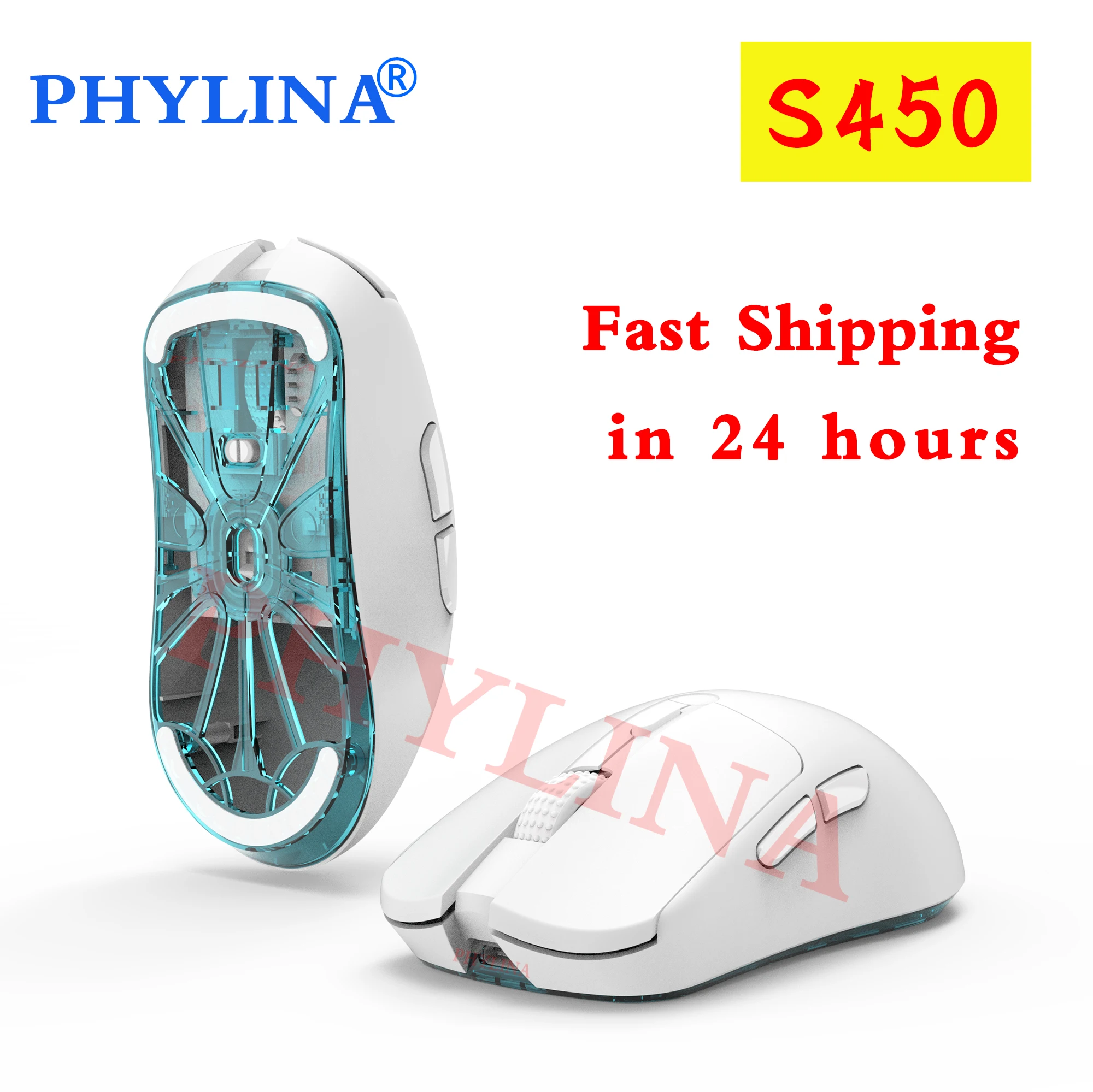 Беспроводная игровая мышь PHYLINA S450, легкая, 56g, PAW3395, 26000 DPI, 6 программируемых кнопок