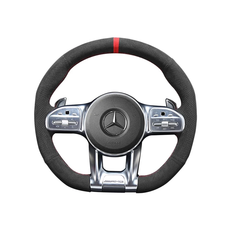 

DIY Hand-Stitched Suede Leather Car Steering Wheel Cover for Mercedes-Benz AMG C43 E53 S63 GLE G63 Interior Auto Accessories