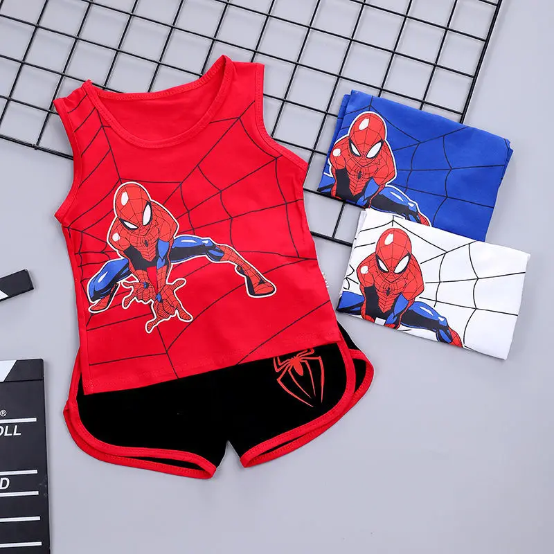 

Spider Man Baby Boys' Summer Suit Infant Cartoon T-shirt Tank Top Shorts Two Piece Clothing Set Children's Clothing
