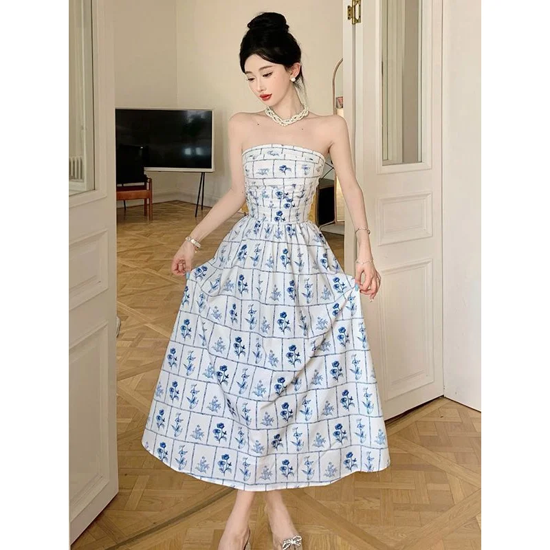 

Summer French style photography retro jacquard bra dress design sense niche high-end sense waist long skirt
