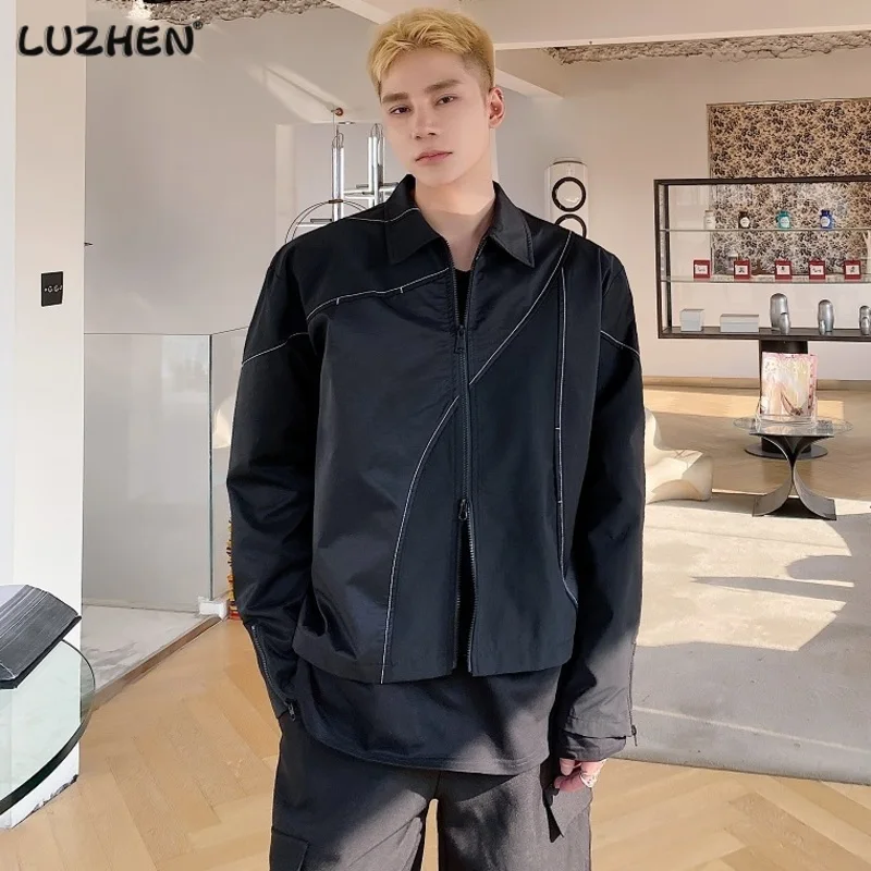 

LUZHEN 2023 стильная индивидуальная Асимметричная дизайнерская повседневная куртка, мужское высококачественное уличное универсальное модное пальто 134f92