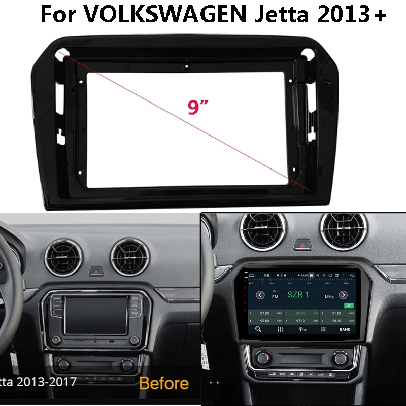 

9-дюймовая Автомобильная радиоустановка Fascia Для VOLKSWAGEN VW Jetta 2013 2014 -2017 DVD стерео рамка пластина адаптер Монтажная Рамка для приборной панели