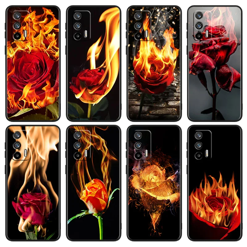 

Beautiful Red Roses Phone Case For OPPO Realme Q5i Q5 Q3S 10 9i 8i 7i 6 5 Narzo 50i 50A 50 30 Pro Plus Black Cover