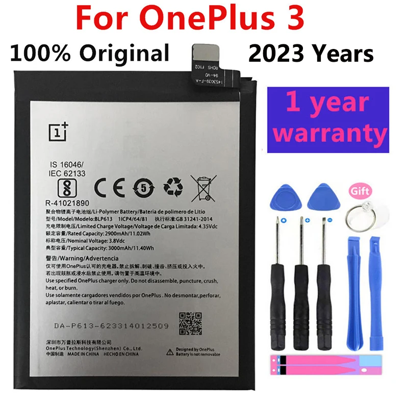 

New Top quality BLP613 3000mAh Replacement battery For OnePlus 3 One Plus 3 Three 100% Original Batteries