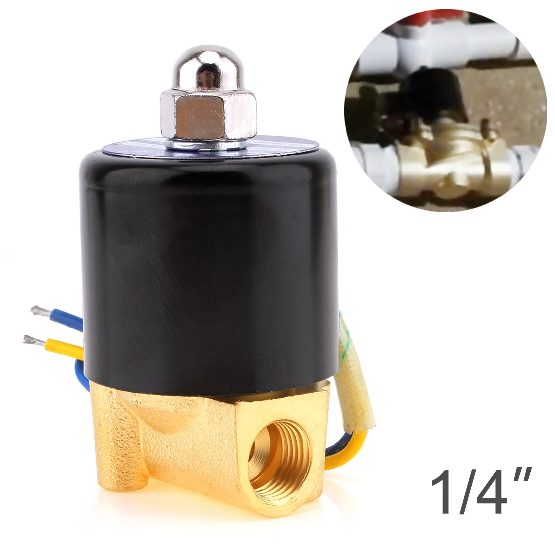 

Электромагнитный клапан DC 12 В 1/4 "NPT N/C Латунный нормально закрытый электрический клапан электромагнитное управление для воды масла воздуха газа топлива