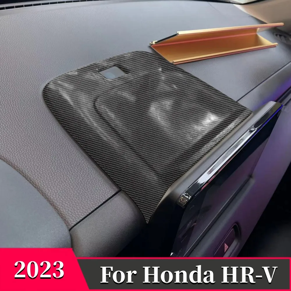 

For Honda HRV HR-V VEZEL 2023 ABS Carbon Wood Grain Trim Car Navigation Rear Frame Decoration Sticker Styling Cover Accessories