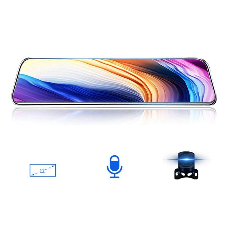 

12Inch Car DVR Streammedia Rearview Mirror Recorder Dual Lens Dashcam Ips Touch Screen