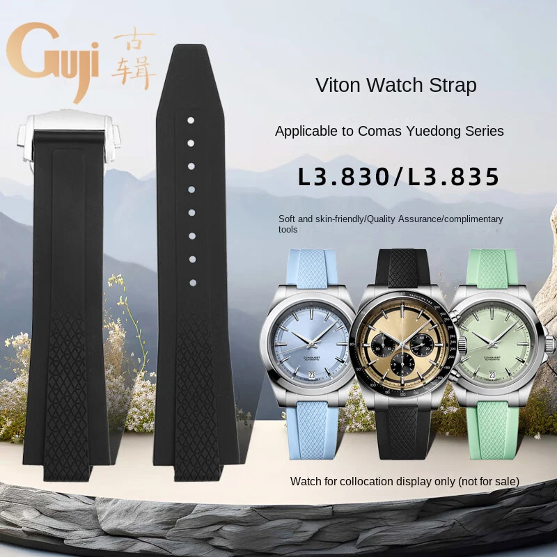 For Longines Kangkas Yuedong series L3.830/835 new sports diving fluororubber watch band compatible with 4mm 42mm dial strap