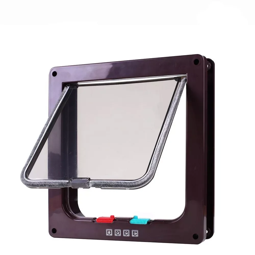 

NEW2023 Cat Dog Flap Door with 4 Way Security Lock Flap Doors S/M/L/XL Size for Puppy Kitten Small Pet Gate Kit Cats Dogs Gate S
