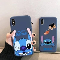 disney cartoon lilo stitch phone case for iphone 13 12 mini 11 pro xs max x xr 7 8 6 plus candy color blue soft silicone cover