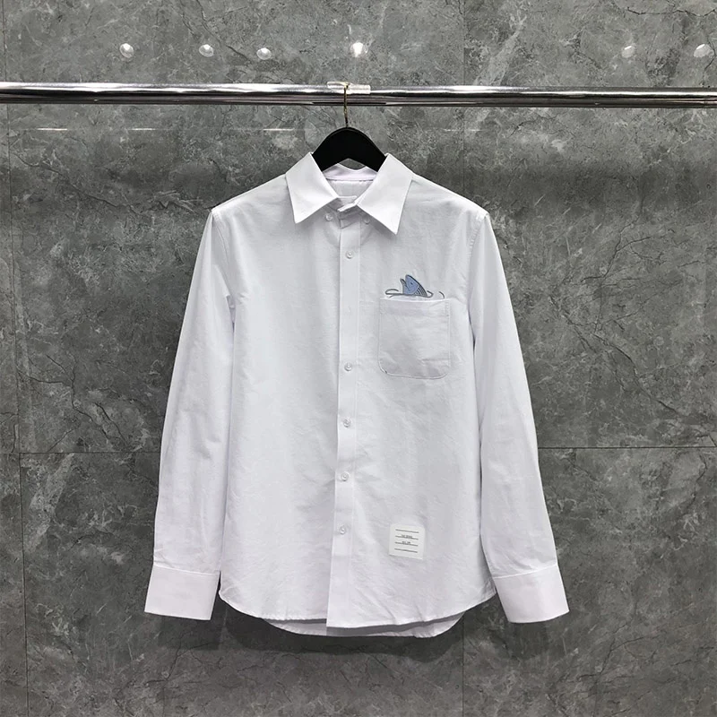 

THOM Spring Autunm Fashion Brand Men's Oxford Cotton Brocade Carp Embroidery Custom Wholesale TB Shirt